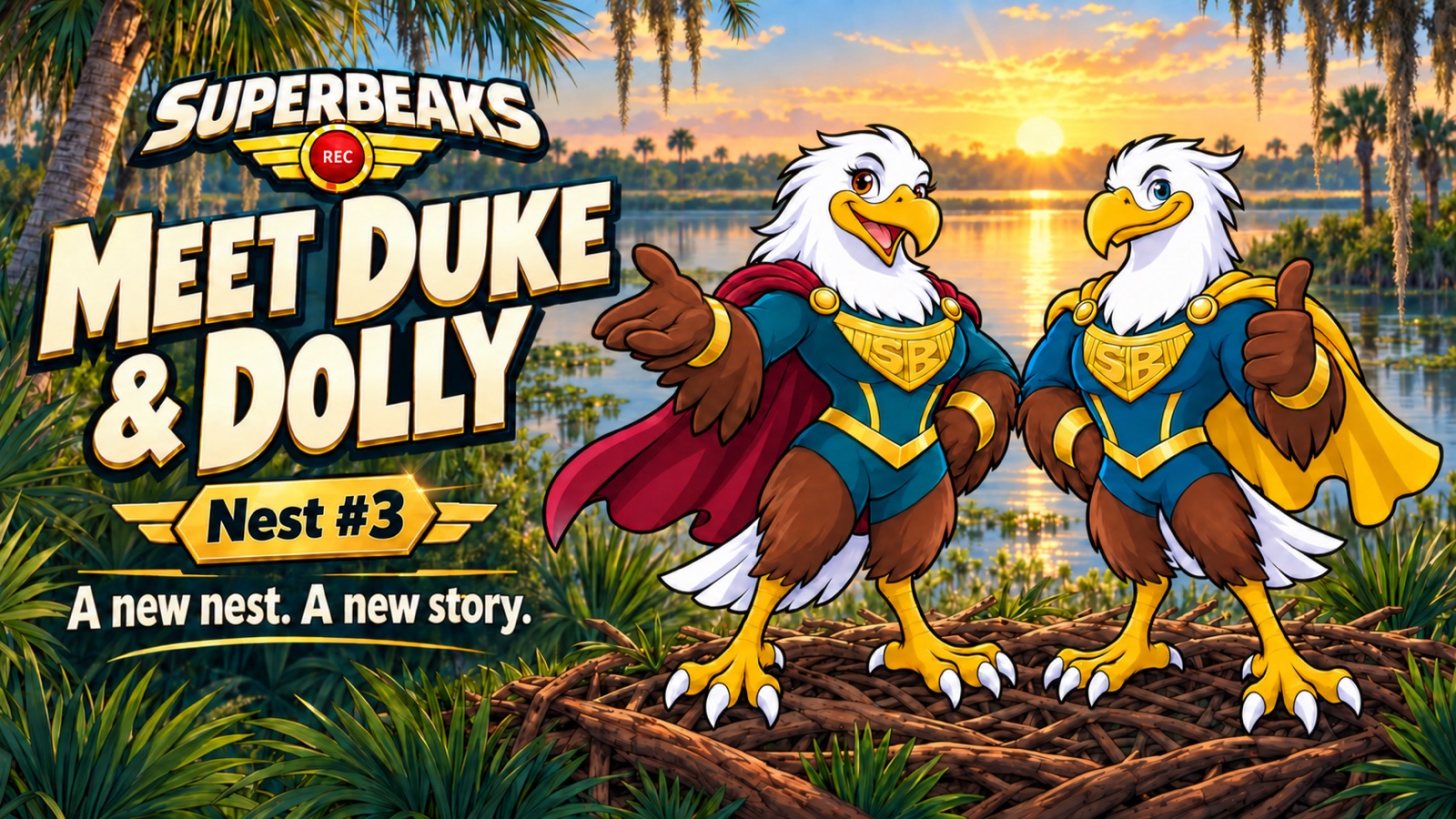 Meet Duke and Dolly — the SuperBeaks eagle characters for Nest #3